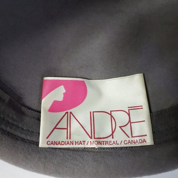 1960s Grey Wool Feather Hat, Mid-Century Grey Andre Designer Wool Hat - Picture 8 of 10